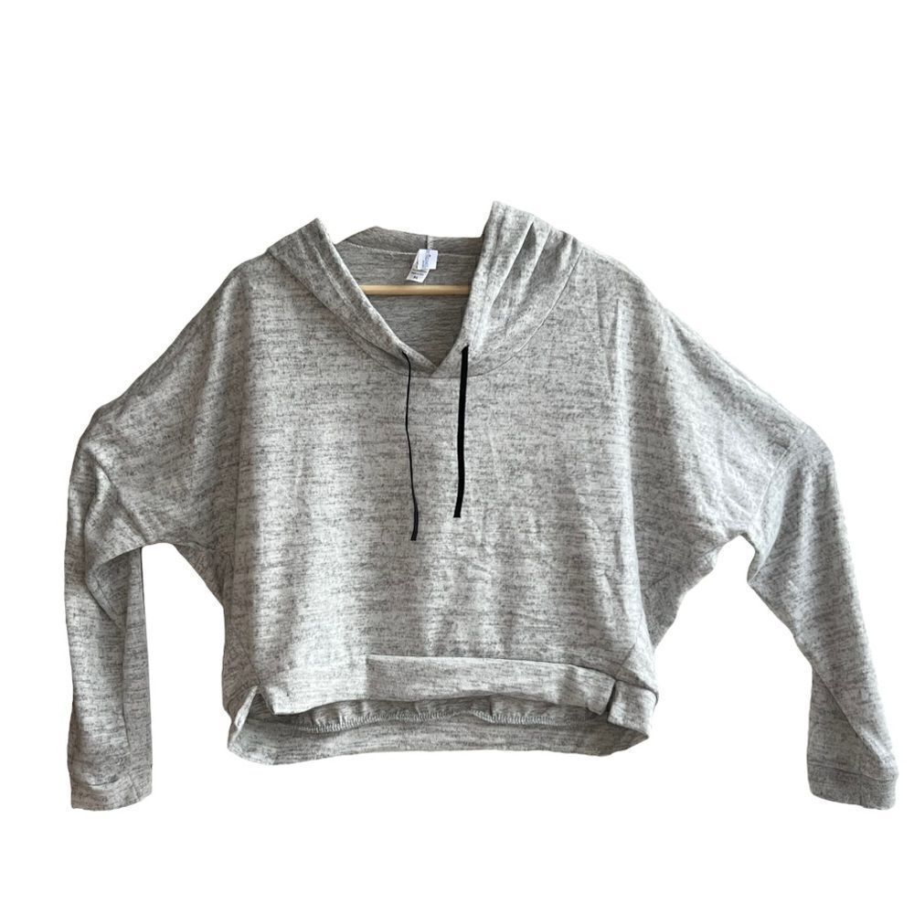 New Over The Limit Apparel Heather Gray Cropped Hooded Lightweight Sweatshirt - Picture 10 of 10